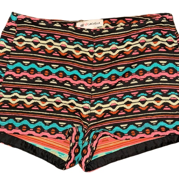 H&M x COACHELLA High Waist Bright Boho Festival Shorts - Picture 4 of 8